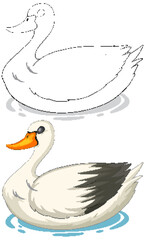 Vector illustration of a swan, sketched and colored.