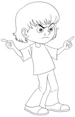 Black and white illustration of a frustrated child.