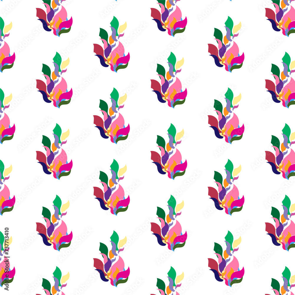 Poster seamless pattern image of trees with multi-colored leaves