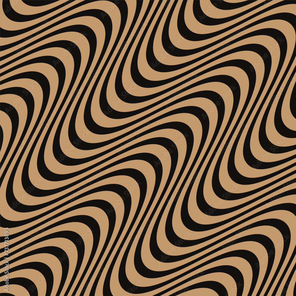 Poster abstract geometric repeatable brown smooth wave line pattern on dark.