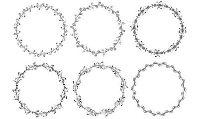 Wedding Circle Frame Vector Set