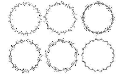 Wedding Circle Frame Vector Set