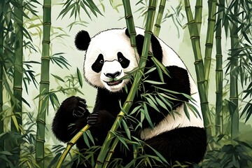 giant panda eating bamboo