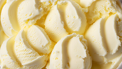 Delicious refreshing creamy Italian lemon or vanilla ice-cream for a summer dessert or takeaway, close up full frame background texture - Powered by Adobe