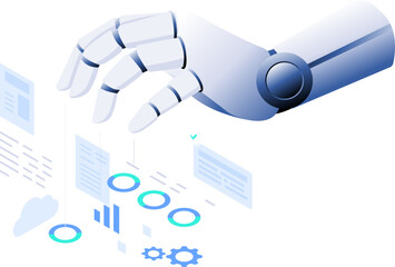 Generative Ai Applications with robot hand concept illustration