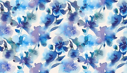 Watercolor floral seamless pattern with blurred pink lilac flowers