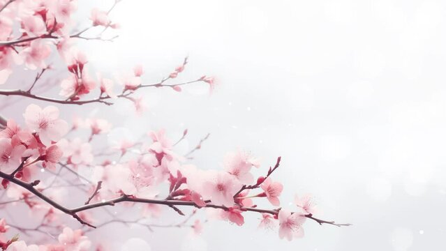 beautiful nature background with pink flowers. blooming spring branch overlays blossom flowering. seamless looping overlay 4k virtual video animation background 