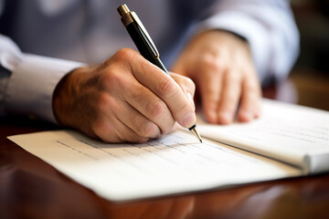 Business man writing.