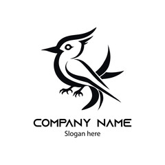 Black and White  Minimalist Bird Logo