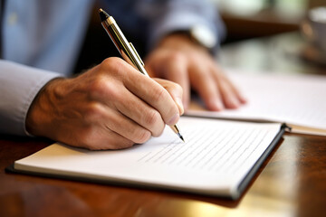Business man writing.