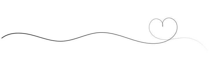 Hand drawn heart line art banner background transparent isolated