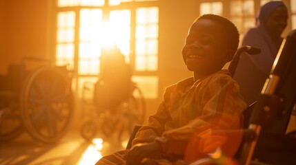 a child with polio smiling as they undergo physical therapy exercises