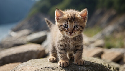cat siting in ground