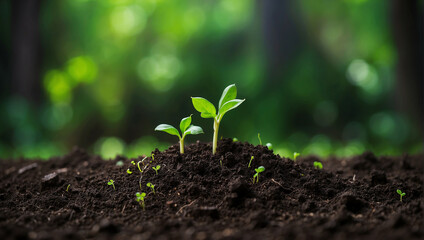 young green plant in soil