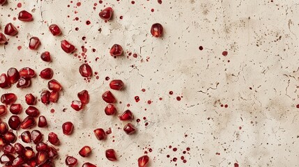 pomegranate seeds on white