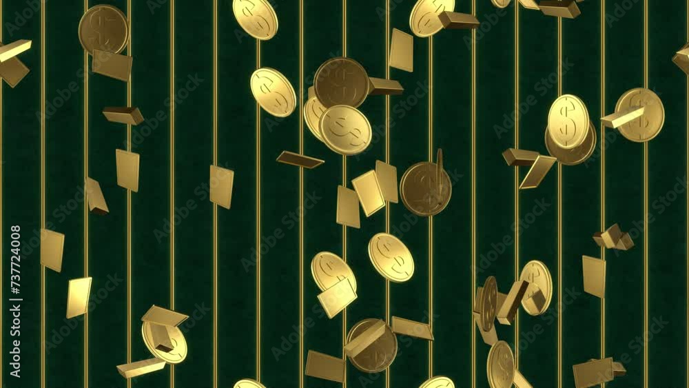 Aufkleber gold background bars bullions and dollars loop tile swirling. this texture is loopable and tileable.