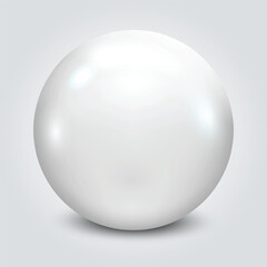 3d White ball vector illustration, snooker ball, billiards, white pearl