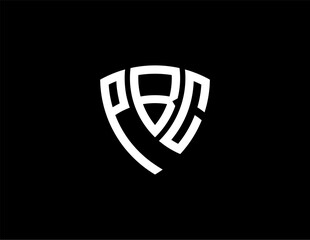 Naklejka premium PBC creative letter shield logo design vector icon illustration