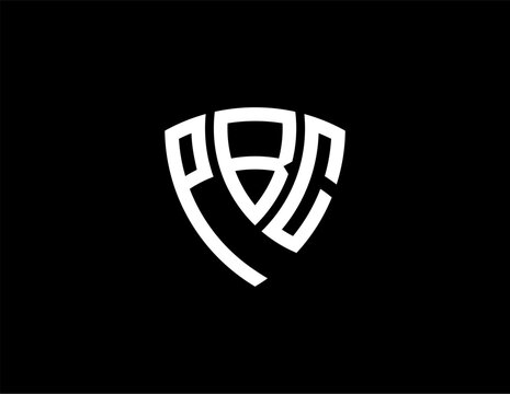 PBC creative letter shield logo design vector icon illustration