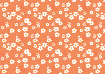【赤】白くて小さな花の小花柄パターン