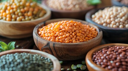 Legumes, lentils, beans in real life wallpaper. Generative AI.