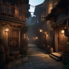 Fantasy city of thieves, Lawless city ruled by thieves' guilds and shadowy criminals amidst narrow alleyways and secret passages5