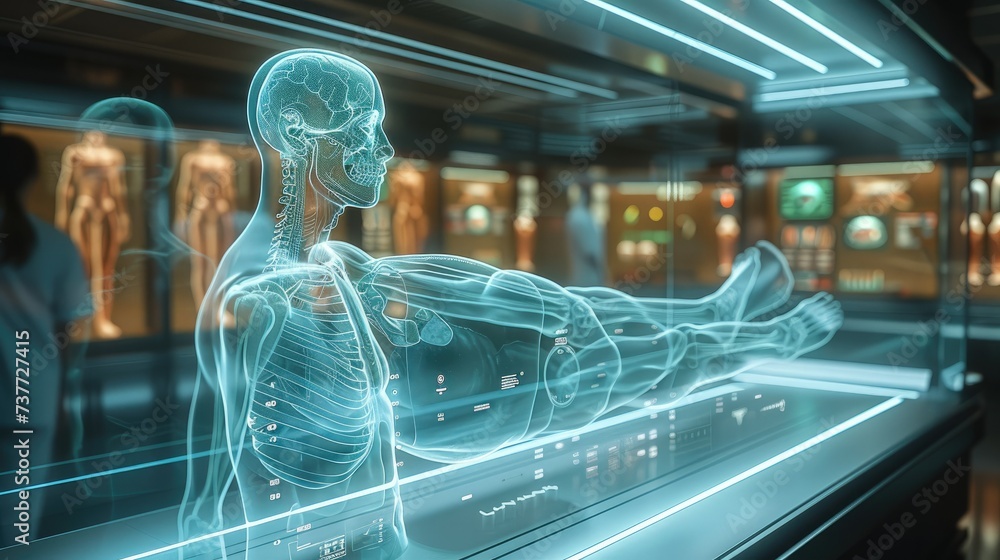 Poster the use of holograms in healthcare, represents a fascinating advancement in medical technology. gene