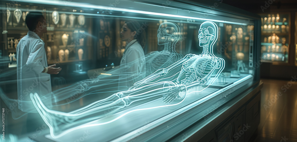 Poster the use of holograms in healthcare, represents a fascinating advancement in medical technology. gene