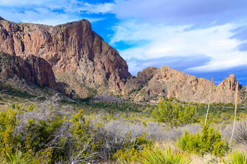 Fototapeta na wymiar Mountains of the Chisos Basin, in Big Bend National Park, in southwest Texas.