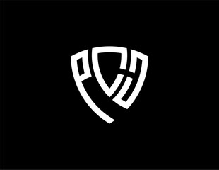 PCJ creative letter shield logo design vector icon illustration