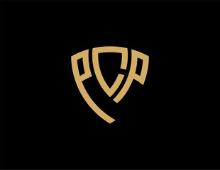 PCP creative letter shield logo design vector icon illustration