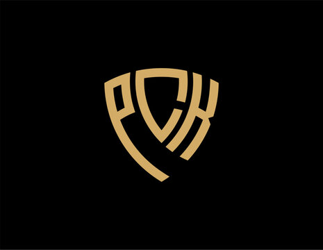 PCK creative letter shield logo design vector icon illustration