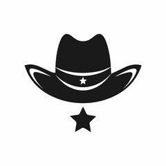 Country Western Cowboy Leather Hat, Texas Sheriff Hat silhouette