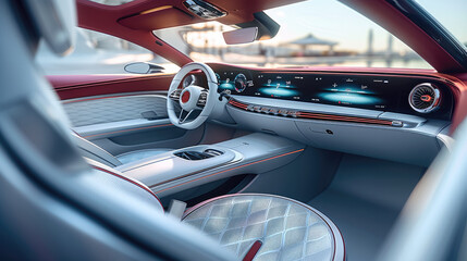 Interior luxury modern car. Generative AI.