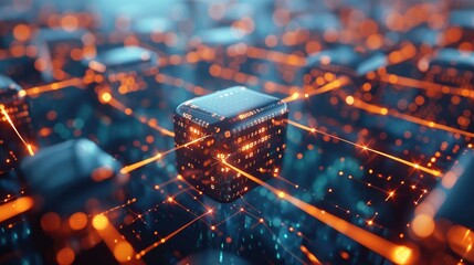 Blockchain diagram background. Generative AI.