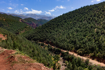 Beautiful overgrown mountain range near Beni-Mellal in the Atlas Mountains in north-central Morocco, Africa