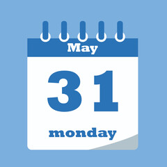 Flat icon calendar isolated on blue background. Vector illustration.
