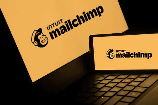 Dhaka, Bangladesh- 11 March 2024: Mailchimp logo is displayed on smartphone.