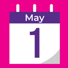 Flat icon calendar isolated on blue background. Vector illustration.
