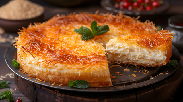 kunafa on a plate food photography