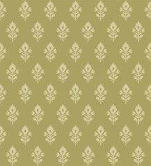 Seld Print indian traditional Gold paste block print booti seamless repeat pattern