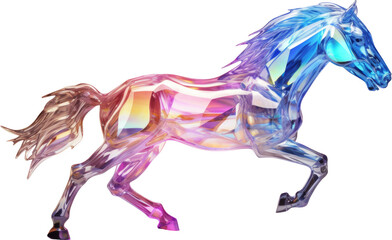 Obraz na płótnie Canvas horse,holographic crystal shape of horse,horse made of crystal isolated on white or transparent background,transparency