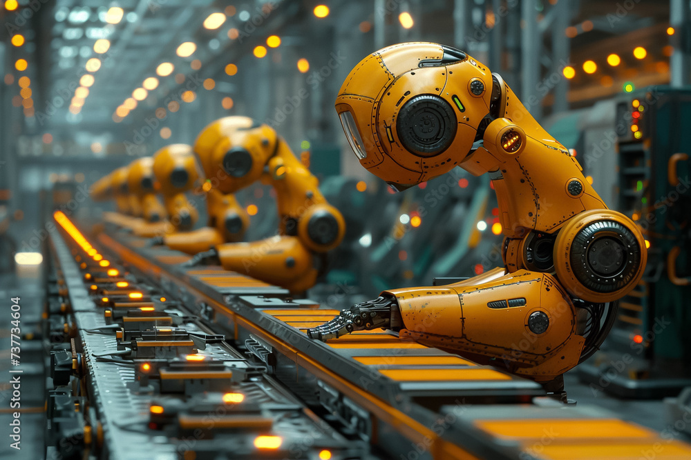 Poster automated manufacturing process robotics in factories