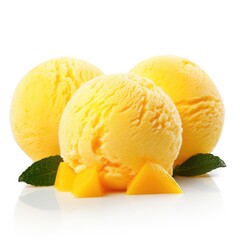 mango ice cream balls. Sunny indulgence in every bite, Ai Generated.