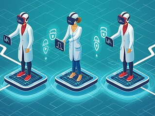 Futuristic concept of digital health and wellness, where technology and healthcare merge. Generative AI