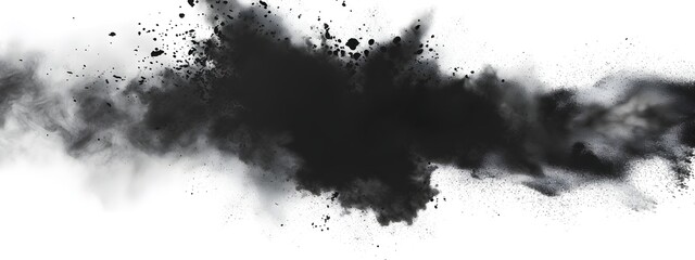 Dynamic Charcoal Explosion: Abstract Burst of Black Powder on White