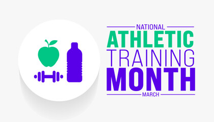 March is National Athletic Training Month background template. Holiday concept. use to background, banner, placard, card, and poster design template with text inscription and standard color. vector