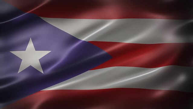 The Flag of Puerto Rico, font view, full frame, sleek, glossy, fluttering, elegant silky texture, waving in the wind, realistic 4K CG animation, movie-like look, seamless loop-able.