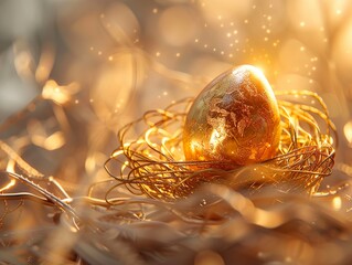 A golden nest egg nestled within a bed of gold and silver serves as a potent visual metaphor for financial planning objectives
