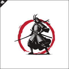 samurai soldier with sword katana.